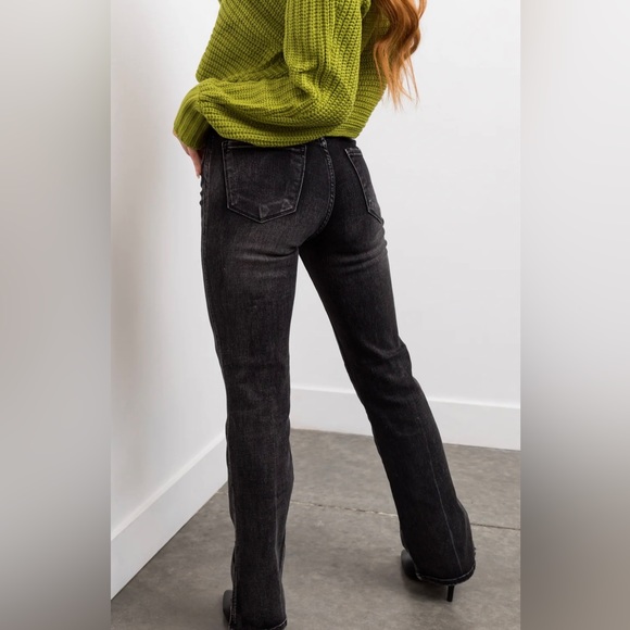 Risen Denim - Risen High Rise Straight Jeans W/ Slit Black 7/28